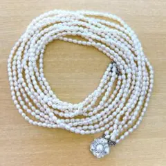 上質淡水真珠 ライスパールの5連ロングネックレス
