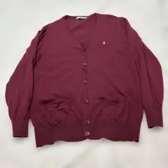 Hush Puppies 毛100%バーガンディ Vネックカーディガン❣️