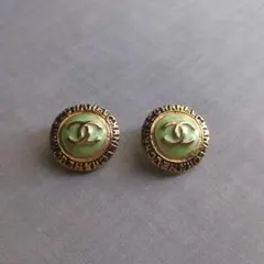 CHANEL イヤリング グリーン ヴィンテージ