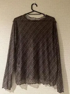 レディース　ブラウンチェック 長袖シャツ