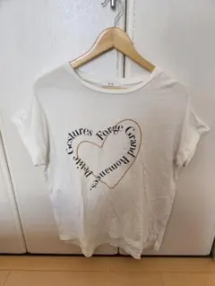 SHIPS ハートロゴプリント Tシャツ ホワイト
