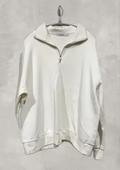 ホワイト ハーフジップ スウェット