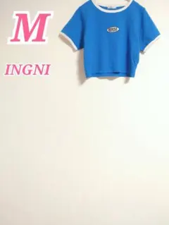 INGNI イング ブルー 半袖 Tシャツ M ワンポイント カジュアル