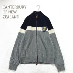 カンタベリーオブニュージーランド　L ニット　ジップアップ　刺繍　ウール