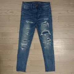 アメリカンイーグル ジェギング スキニー デニムパンツ ブルー US6 大きめ