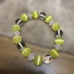 ★天然石ブレスレット 黄緑 透明