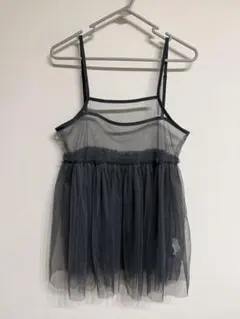 黒 チュール スリーブレス ビスチェ