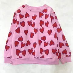 H&M ハートトレーナー　110 ピンク　女の子　秋冬ブランド　ポップカラフル