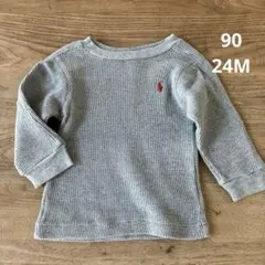 ポロラルフローレン ワッフル 長袖ニット グレー 90 24M