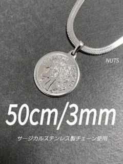 【スネークチェーン コインネックレス シルバー 50cm】ステンレス a16