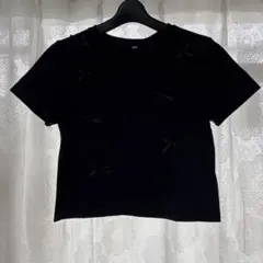 コカ （coca）/短丈Tシャツ リボン付き　黒のサムネイル