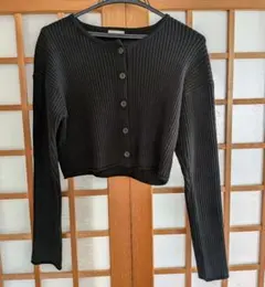 GU ブラック リブ編み カーディガン