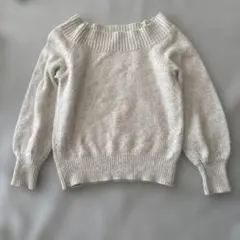 Heather ライトグレー オフショルダー ニット