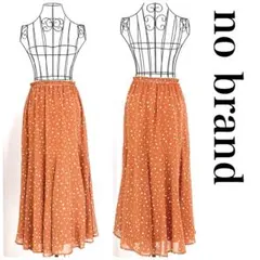 no brand ドット柄フレアロングスカート M 春夏【adr029】