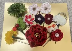 和装 髪飾り ヘアアクセサリーセット 赤 成人式 卒業式