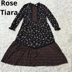 【Rose Tiara】ロングワンピース(42) 花柄フリル 大きいサイズ