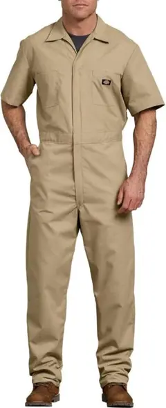 2XL KHAKI ディッキーズ DICKIES ショートスリーブカバーオール