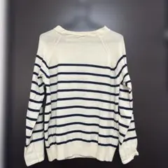 ネミカ♡レリアン♡アイボリー・ネイビー ストライプ 長袖ニット
