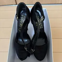 DULCIS REGALO ブラックスエード ハイヒール ストラップ付き