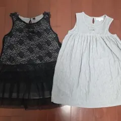 オシャレ　リボン付きノースリーブワンピース　120サイズ　2点セットのサムネイル