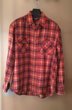 【UNIQLO 】オレンジ系チェック ネルシャツ XL　ユニクロ　メンズ　長袖