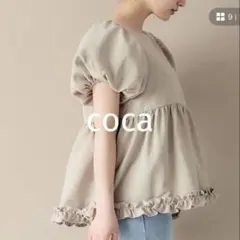 coca フロッキードット　ペプラム　ブラウス　Lサイズ