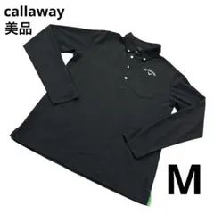 【美品】Callaway キャロウェイ 長袖ポロシャツ 黒　 M ゴルフウェア