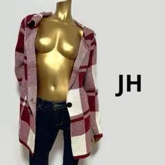 【2118】JH チェック柄 アウター コート F レッド