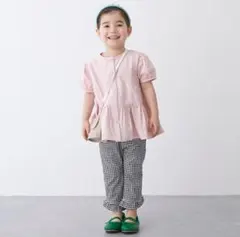 スマイルパンツ　裾ちびフリルパンツ（7分丈）　ギンガムチェック