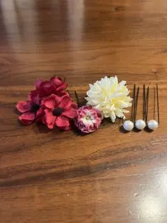 【即日配送】合成花とパールの髪飾りセット