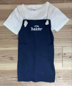 トップス Tシャツ セット エプロン 半袖 ネイビー 80