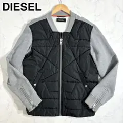 DIESEL 切替 ボマージャケット スウェット×キルティング M相当 黒×灰色のサムネイル