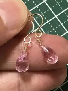 ミスティックピンクトパーズ　14kgf ピアス