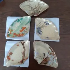 佐々木クリスタル　銘々皿セット　フォーク付き　扇彩
