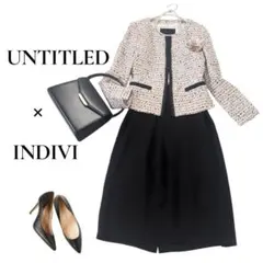 UNTITLEDツイードジャケット INDIVIスカート セット セレモニー