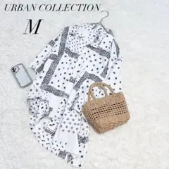 アーバンコレクション/シャツ/五分袖/総柄/バイカラー/M/美品✨️