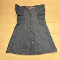 デニム フリル袖 半袖ワンピース 120