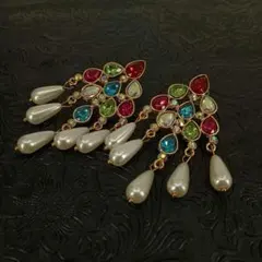 ヴィンテージ　エレガント　ジルコニア　パール　ピアス　2個　セット