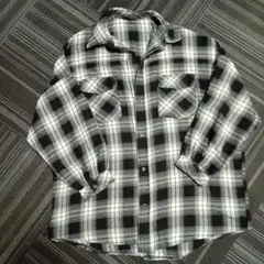 チェック柄 オーバー長袖シャツ ブラック・ホワイト