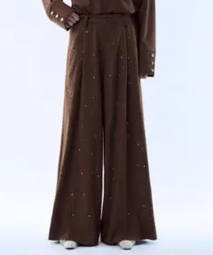 seyto サイズ1 / ラインストーンディティールワイドストレートパンツ seyto サイズ1 / ラインストーンディティールワイドストレートパンツ