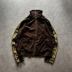 vintage adidas velour track jacket brown