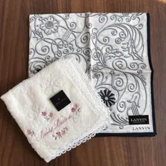 Brooks Brothersタオルハンカチ& LANVINハンカチ　2枚セット