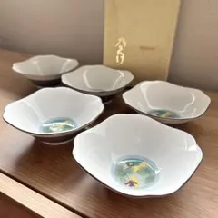 ノリタケ 小鉢5客 未使用 四季彩尽 角鉢 銘々鉢 レトロ品のサムネイル