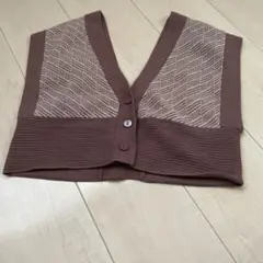 AZUL ブラウン Vネック ニットベスト サイズFREE