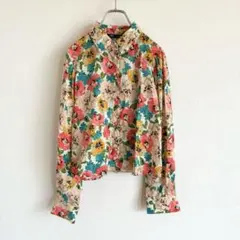 A267 ZARA 花柄　シャツ　フラワーシャツ　派手柄　レディース　トップス