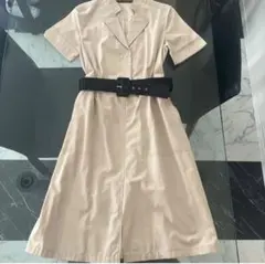 新品 ZARA BASIC ベージュ ひざ丈ワンピース 半袖