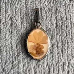 【ビンテージ】シルバー925製　押し花/水中花　ペンダントトップ