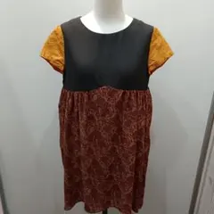sh4335 UNDERCOVER　配色切り替え 半袖チュニック ブラウン系のサムネイル