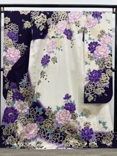 振袖 大輪 牡丹 藤 銀通し 身丈172cm MO3833 - メルカリ