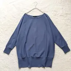 iCB バックオープンドルマンスリーブニットカットソー　アセテート　青　洗濯可